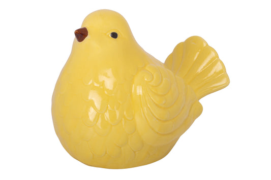 Porcelain Bird Figurine Gloss Finish Yellow 8.00"H