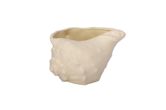 Ceramic Shell Planter White-5.75"H