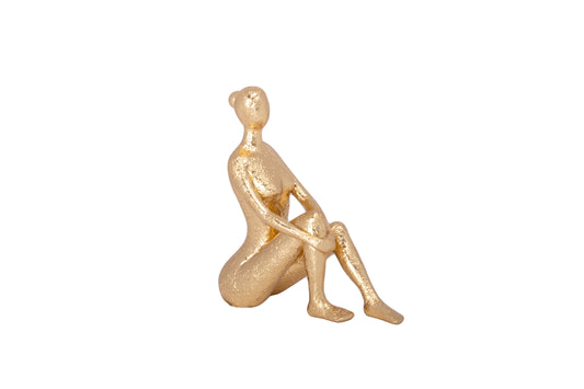 Polyresin Sitting Figure Gold-7.75"H