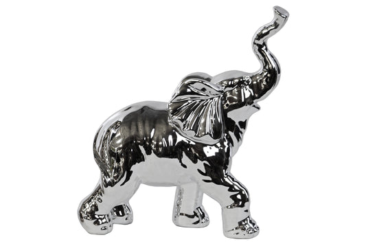 Porcelain Figurine Polished Chrome Finish Silver 8"H