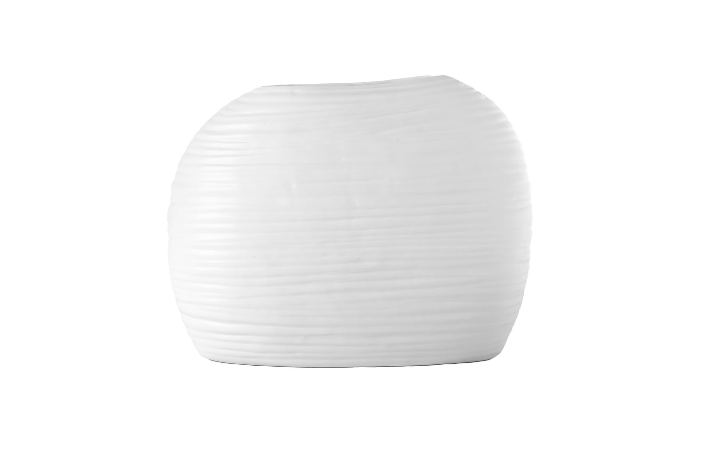 Ceramic Short Oval Irregular Vase Matte Finish White-9.00"H