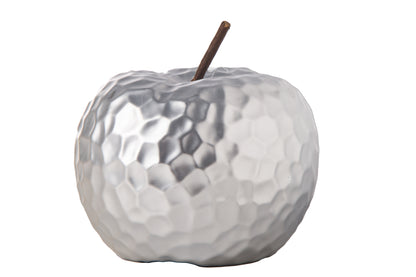 Ceramic Apple Figurine Matte Finish Silver-4.75"H