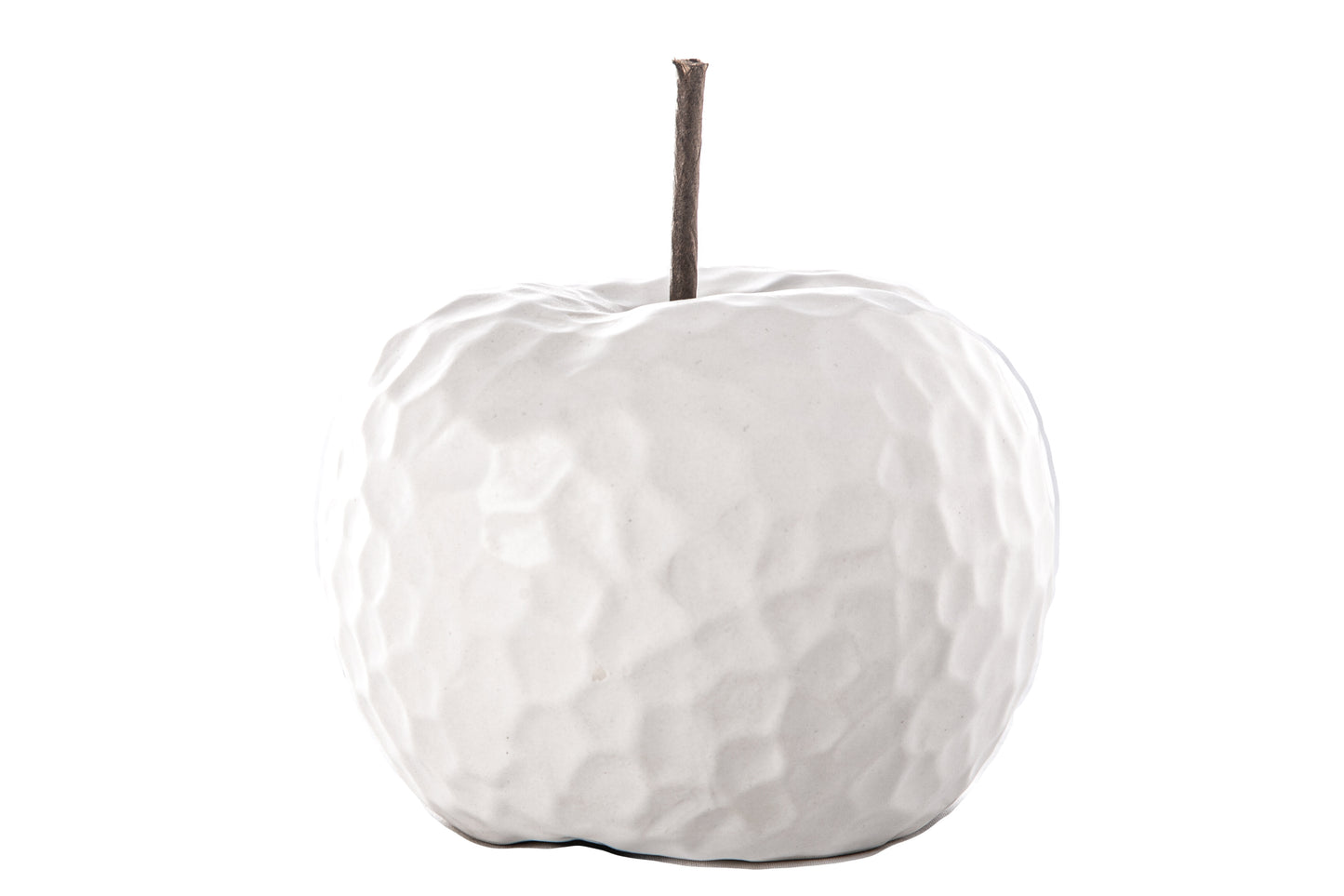 Ceramic Apple Figurine Matte Finish Silver-4.75"H