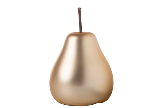 Ceramic Pear Figurine Matte Finish Gold-6.25"H