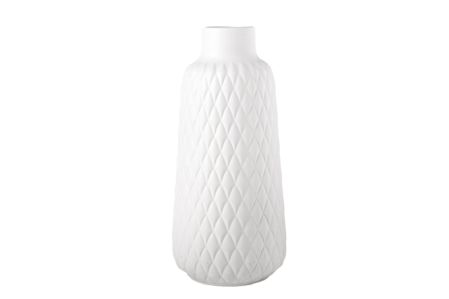 Ceramic Round Vase Matte Finish White-12.00"H