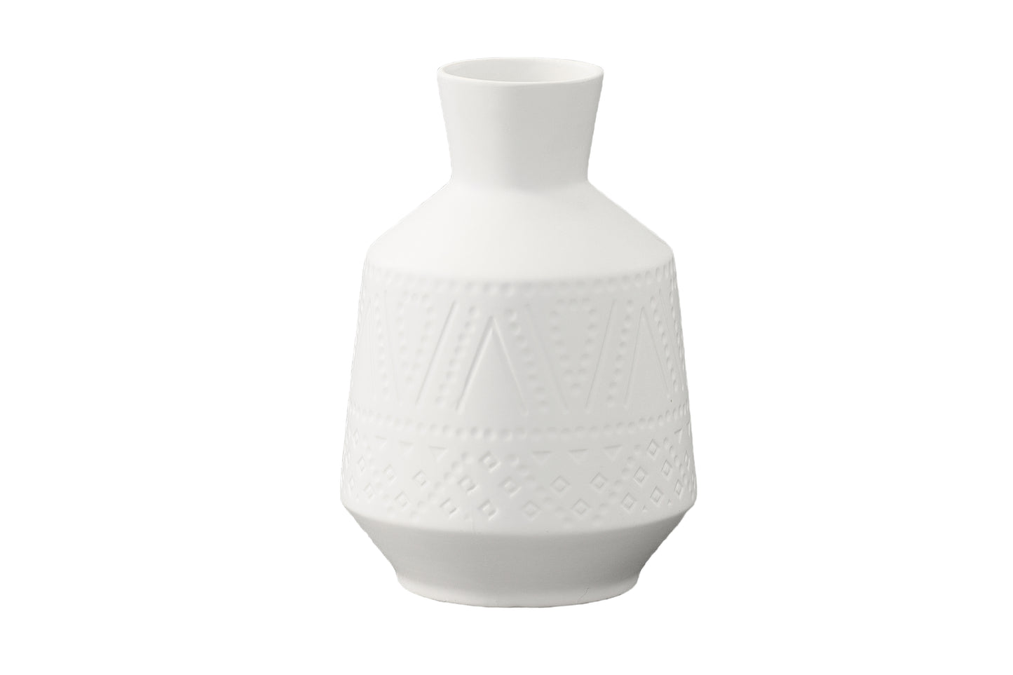 Ceramic Round Vase Matte Finish White-11.00"H