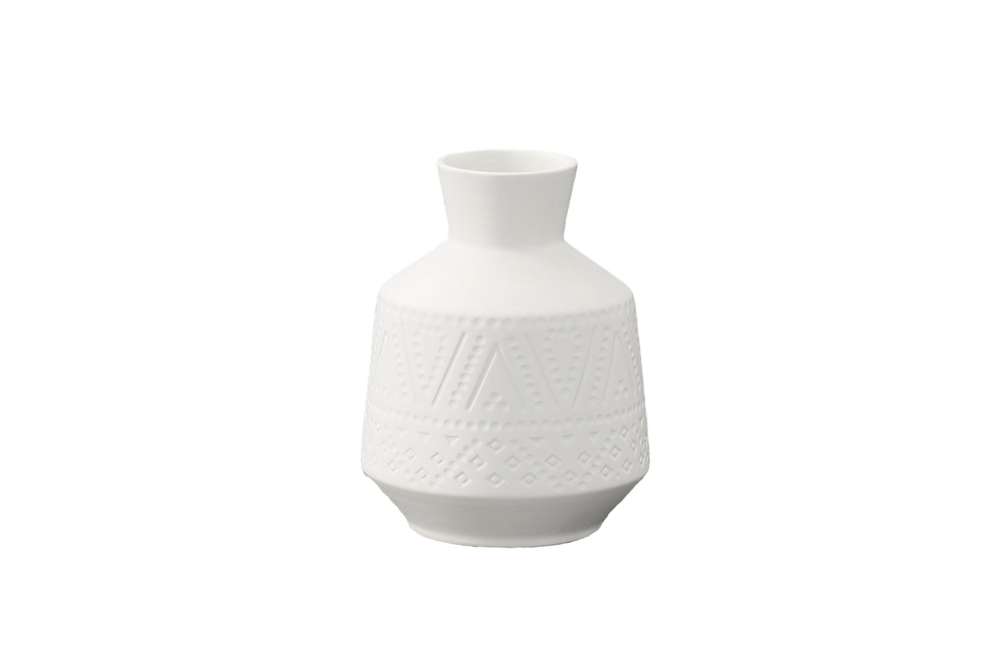 Ceramic Round Vase Matte Finish White-11.00"H