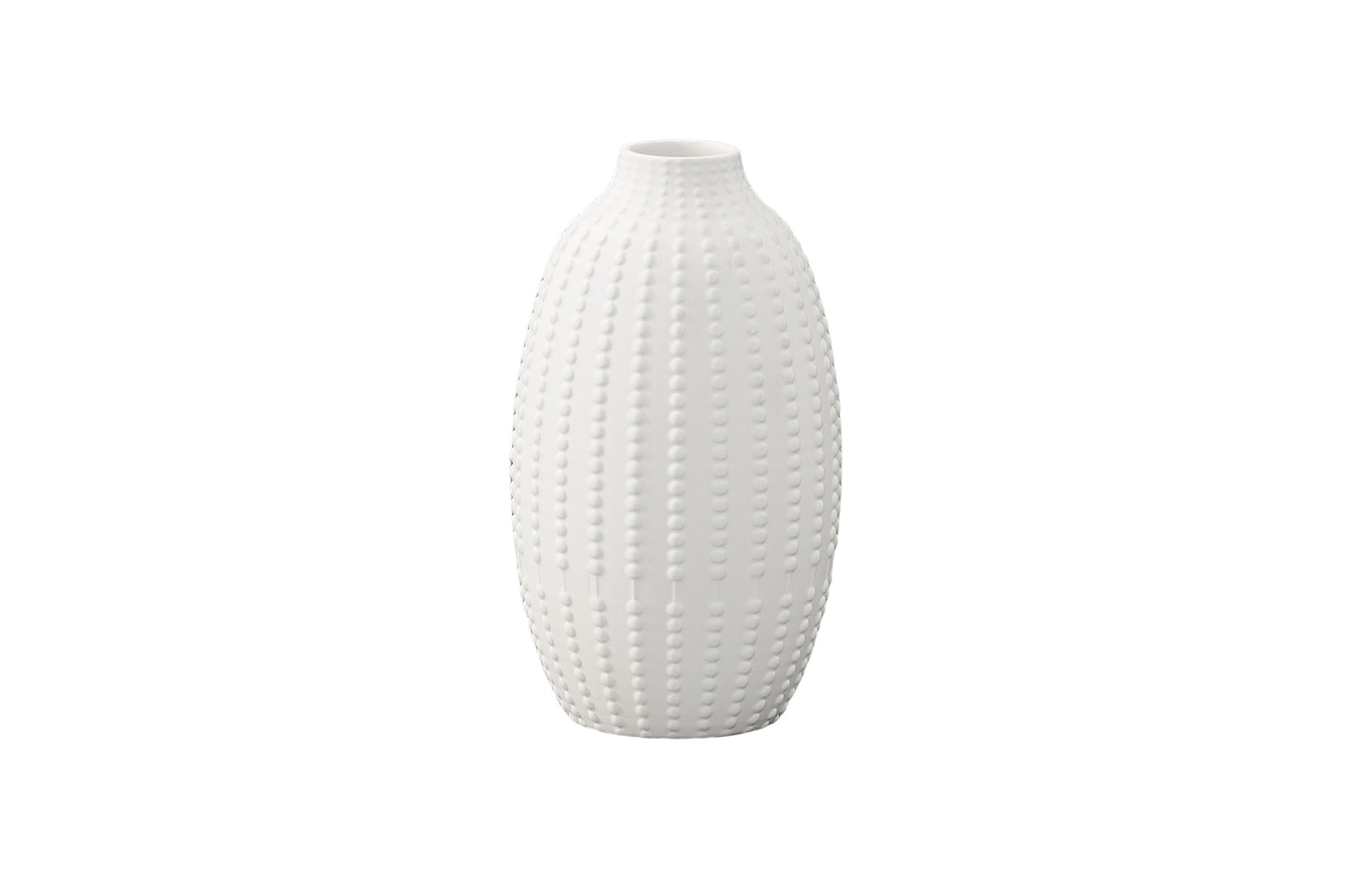 Ceramic Round Bellied Vase with Embossed Dotted Column Pattern Design