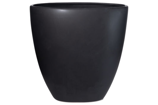 Ceramic Oval Pot  Matte Finish White-12.00"H