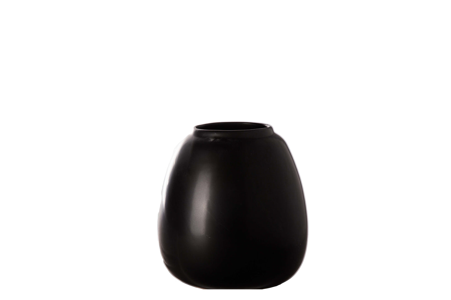 Ceramic Tall Round Vase Matte Finish Black-6.75"H