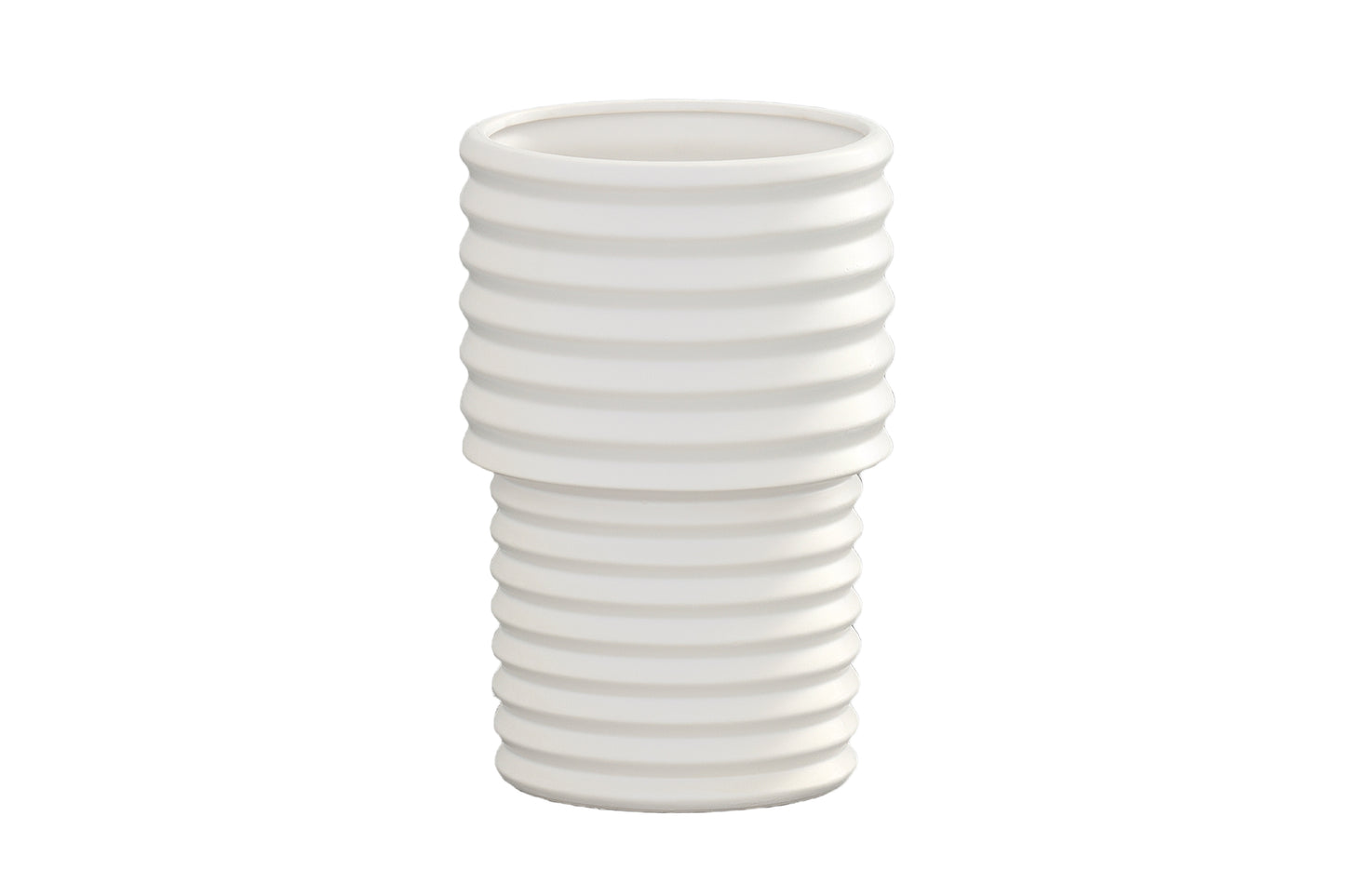 Ceramic Round Vase Matte Finish White-10.25"H