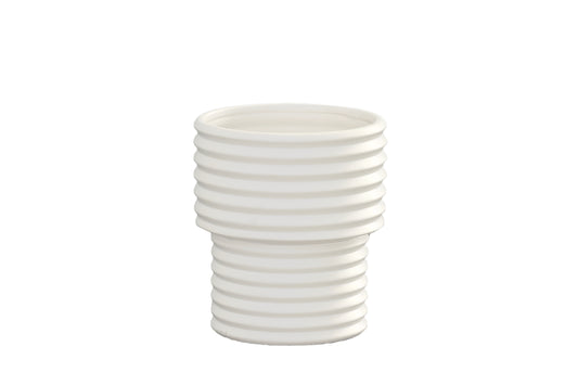 Ceramic Round Vase Matte Finish White-10.25"H