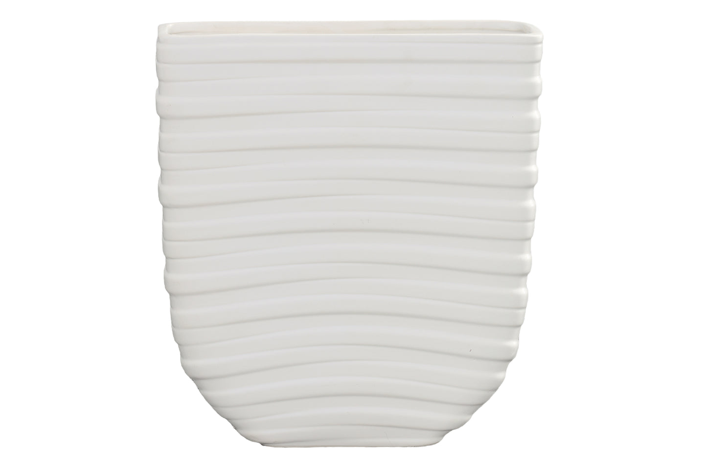 Ceramic Tall Rectangle Pot Matte Finish White-14.50"H