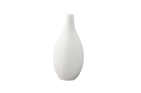 Ceramic Round Bellied Vase Matte Finish White-9.00"H