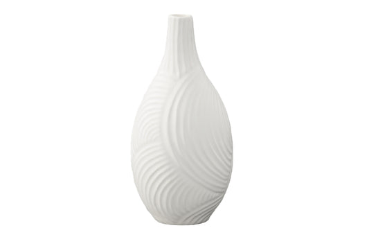 Ceramic Round Bellied Vase Matte Finish White-9.00"H