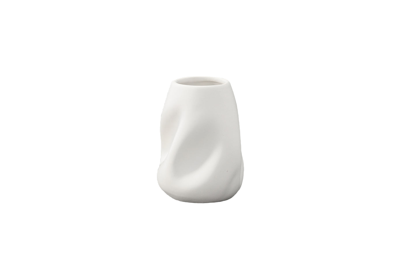 Ceramic Round Vase Matte Finish White-6.00"H