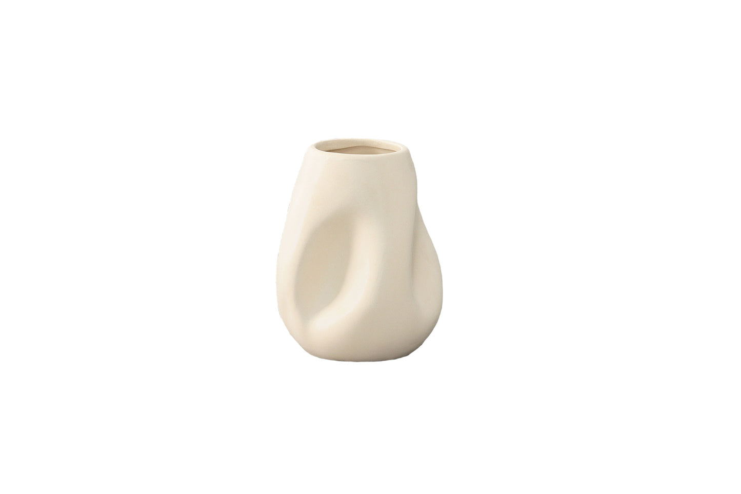 Ceramic Round Vase Matte Finish White-6.00"H