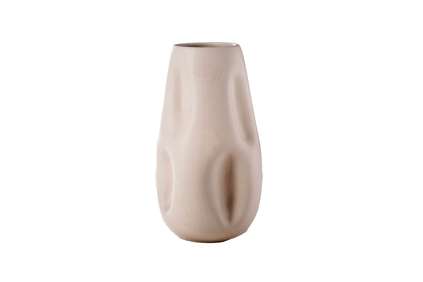 Ceramic Round Vase Matte Finish White-6.00"H