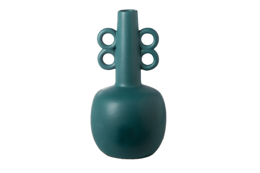 Ceramic Round Pelike Vase Matte Finish Pine Green-12.25"H