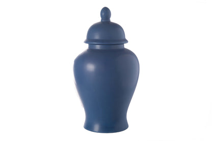 Ceramic Round Ginger/Temple Jar Matte Finish Blue-17.75"H