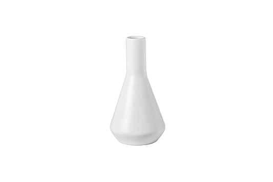 Ceramic Plain Round Bellied Bottle Vase Matte Finish White-9.50"H