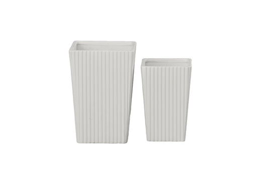 Ceramic Square Vase Matte Finish White-8.25"H