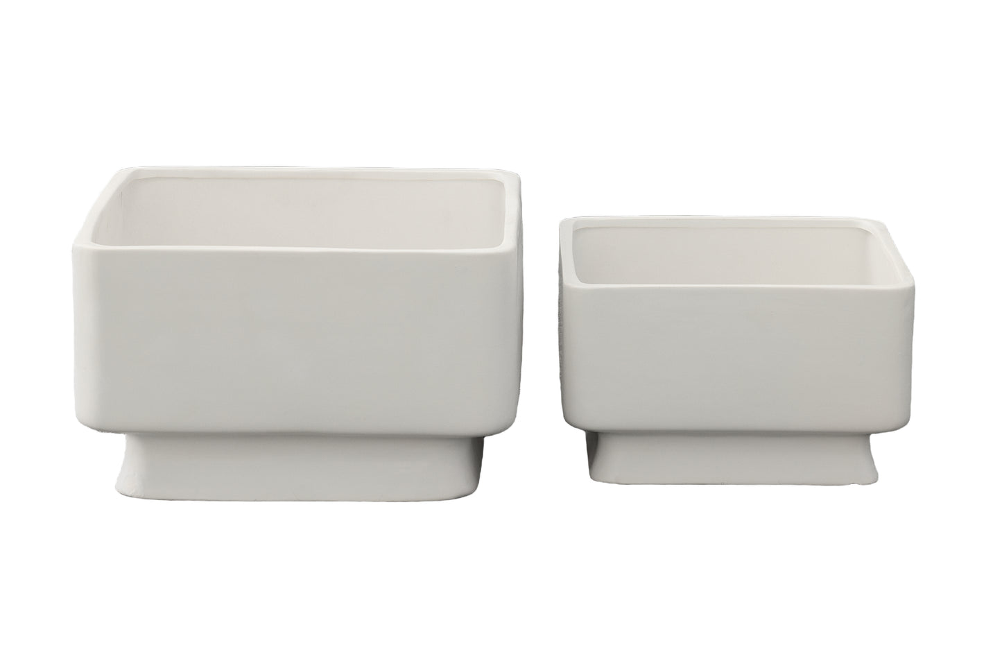 Ceramic Square Pot Matte Finish White-7.75"H