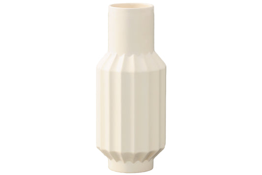 Ceramic Round Bottle Vase Matte Finish White-14.00"H