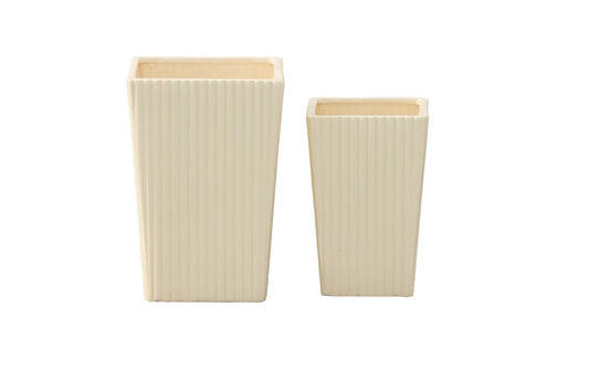 Ceramic Square Vase Matte Finish White-8.25"H