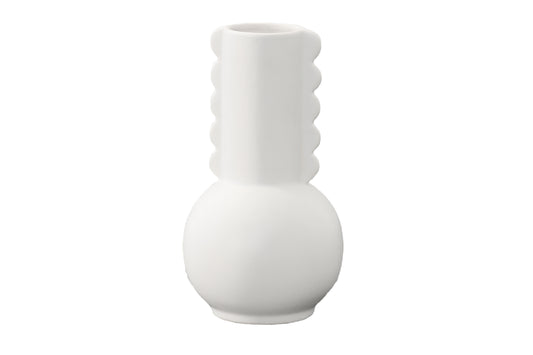 Ceramic Round Bellied Vase Matte Finish White-11.50"H