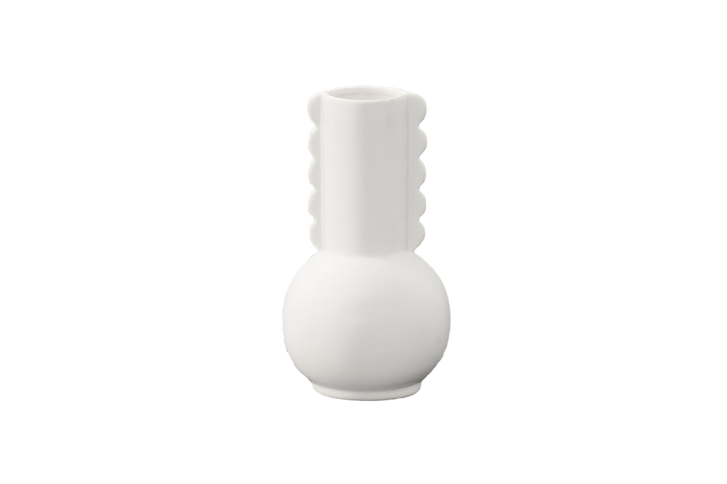 Ceramic Round Bellied Vase Matte Finish White-11.50"H