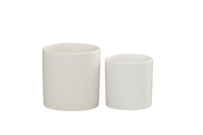 Ceramic Plain Round Pot Matte Finish White-6.00"H