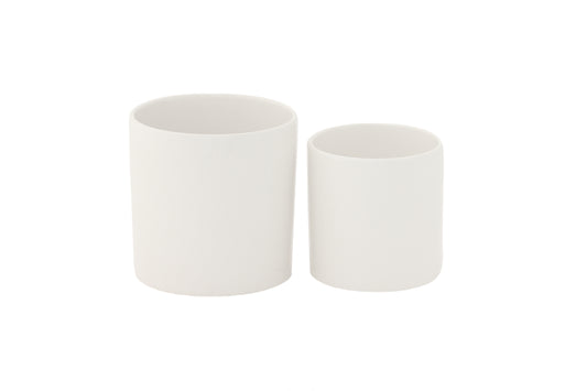 Ceramic Plain Round Pot Matte Finish White-6.00"H