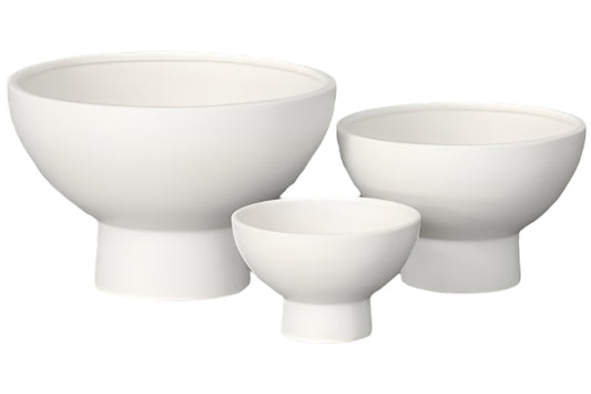 Ceramic Pot Set of Three Matte White-7.75"H