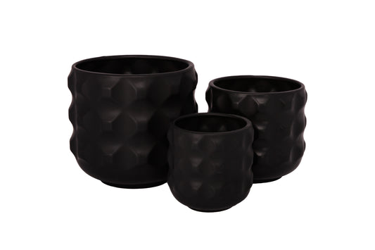 Ceramic Pot Set of Three Matte White-7.50"H