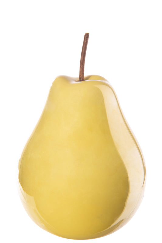 Ceramic Pear Figurine SM Pearlescent Finish Yellow-6.50"H