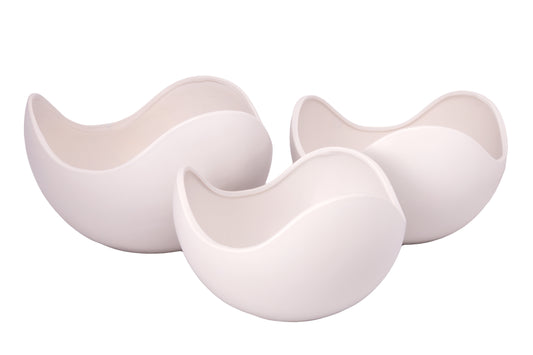 Ceramic Pot Set of Three Matte Finish White-8.50"H