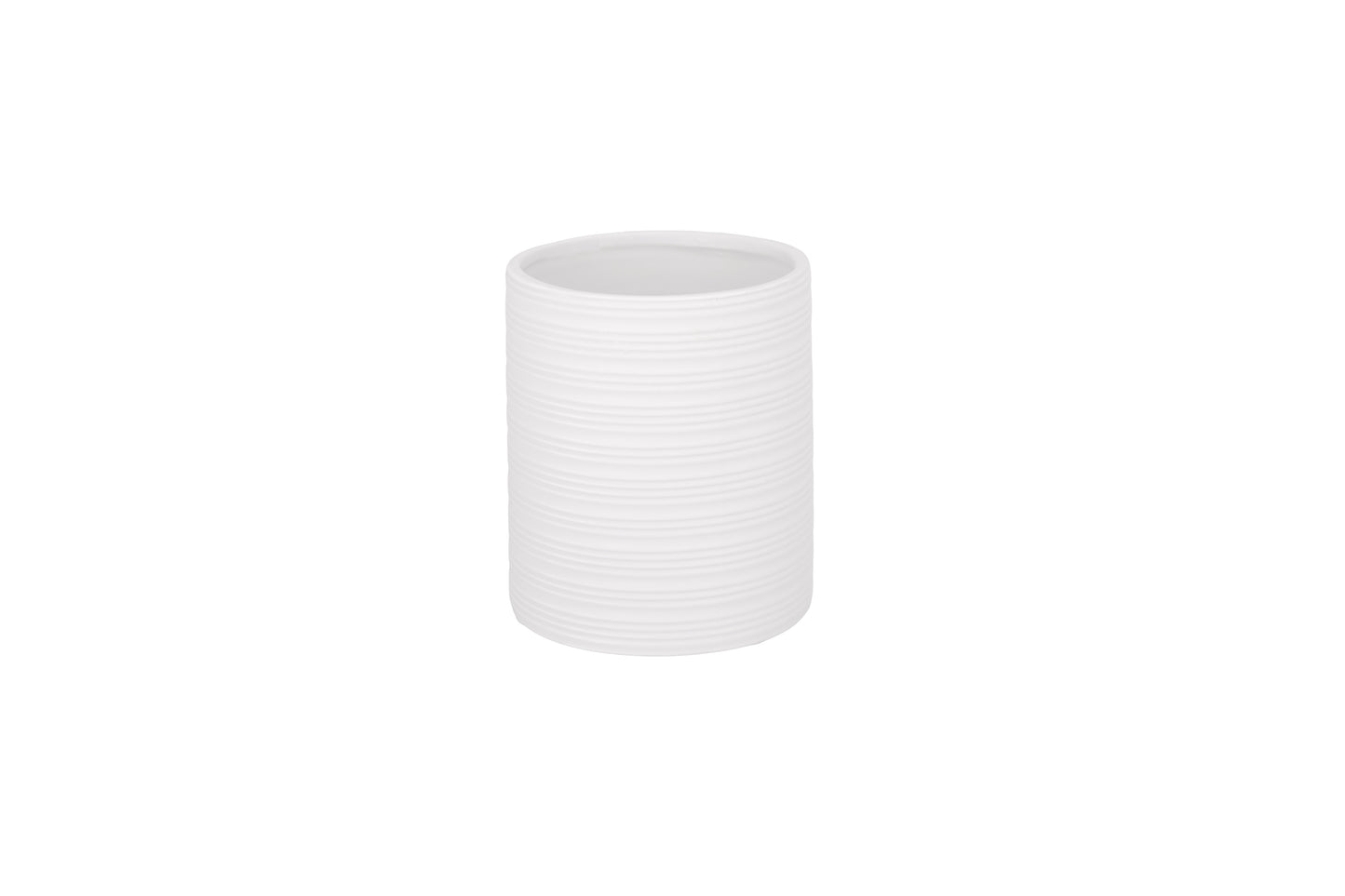 Ceramic Round Utensil Jar Matte Finish White..6.00"x6.00"x7.00"H