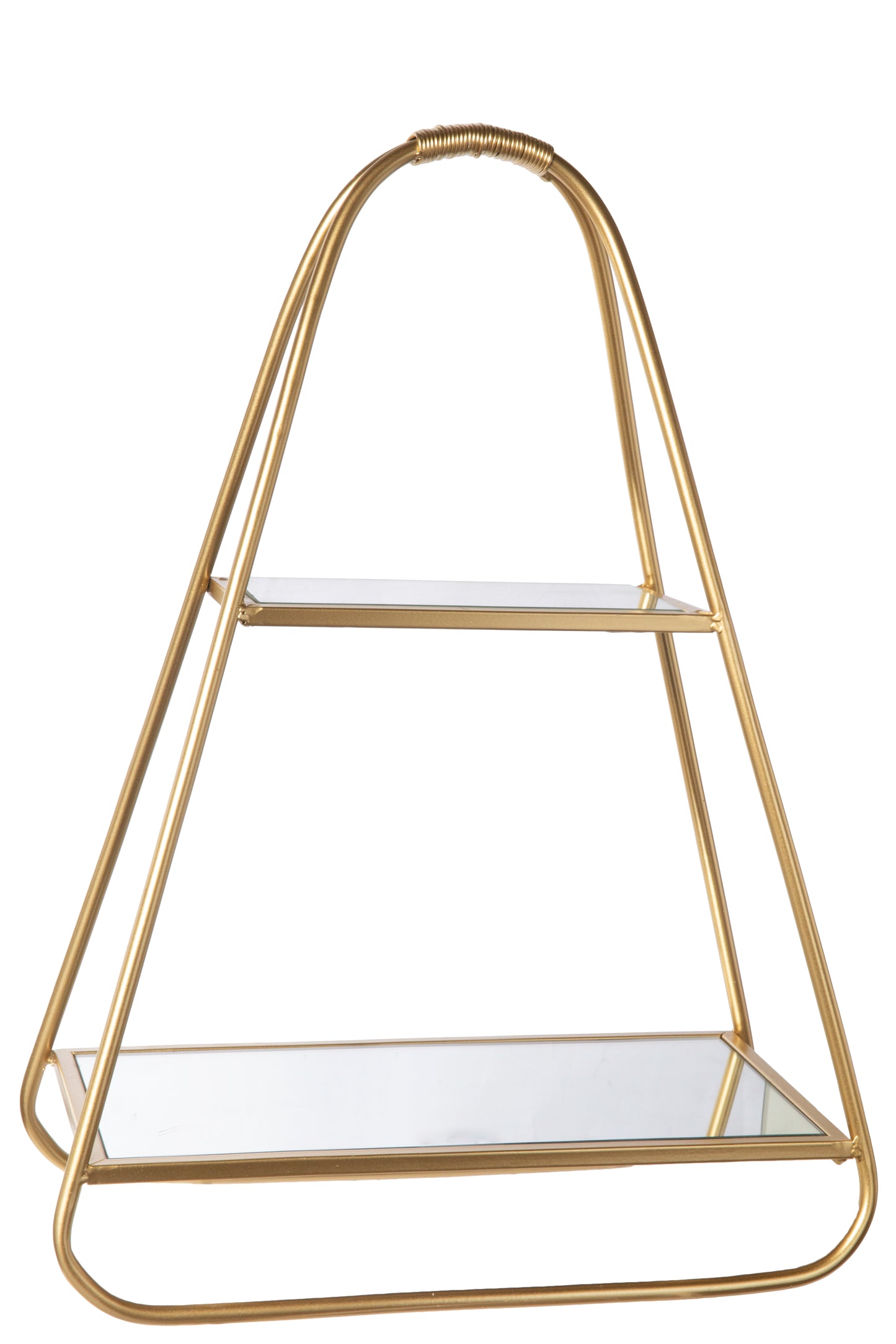 Metal Triangle Standing Shelf with Glass Tiers Design