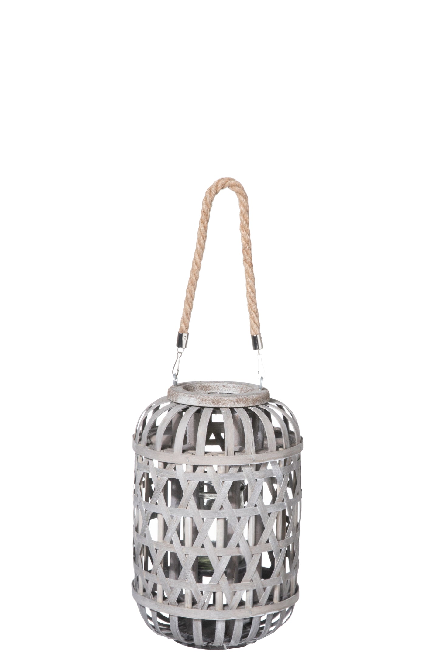 Wood Round Lantern Weathered Finish Wash Gray-28.00"H