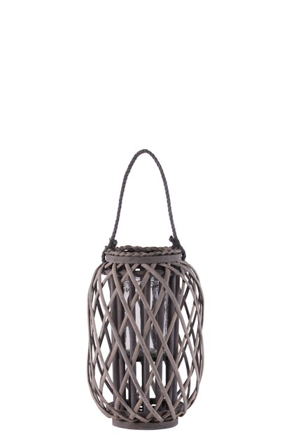 Bamboo Lantern Weathered Finish Wash Gray-13.75"H