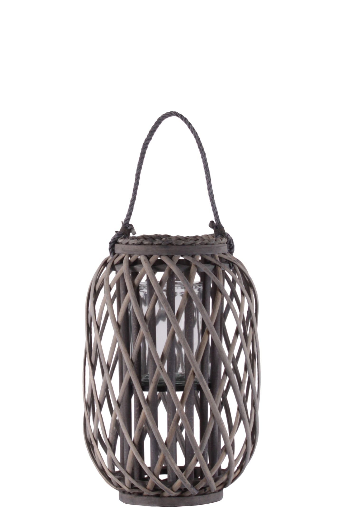 Bamboo Lantern Weathered Finish Wash Gray-13.75"H