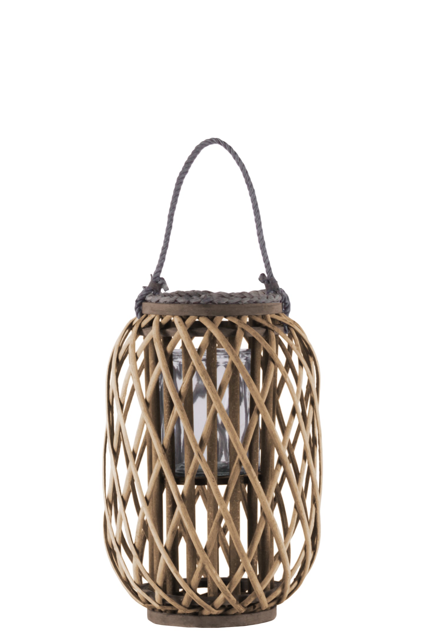 Bamboo Lantern Weathered Finish Wash Gray-13.75"H