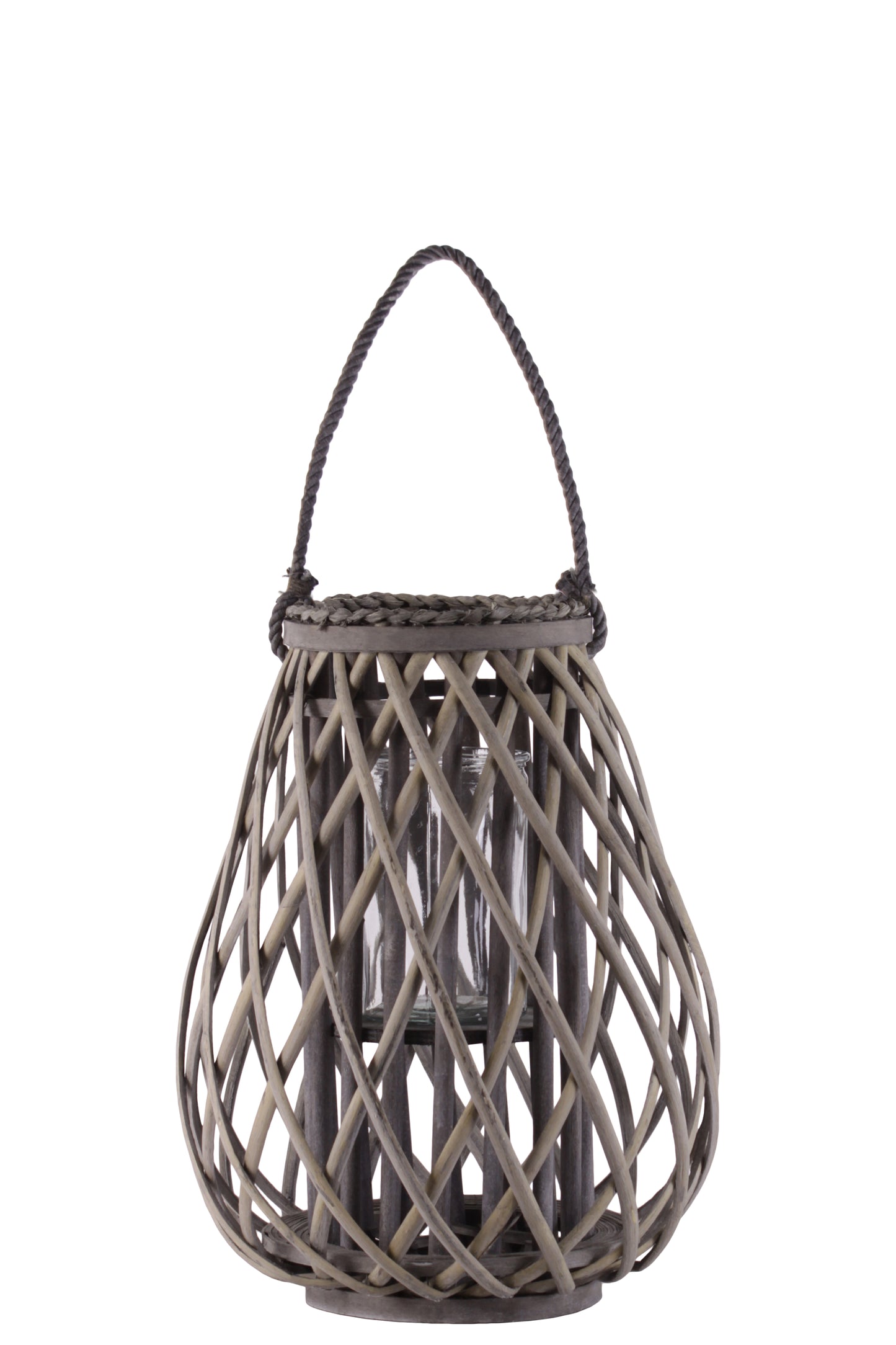 Bamboo Lantern Weathered Finish Wash Gray-12.00"H