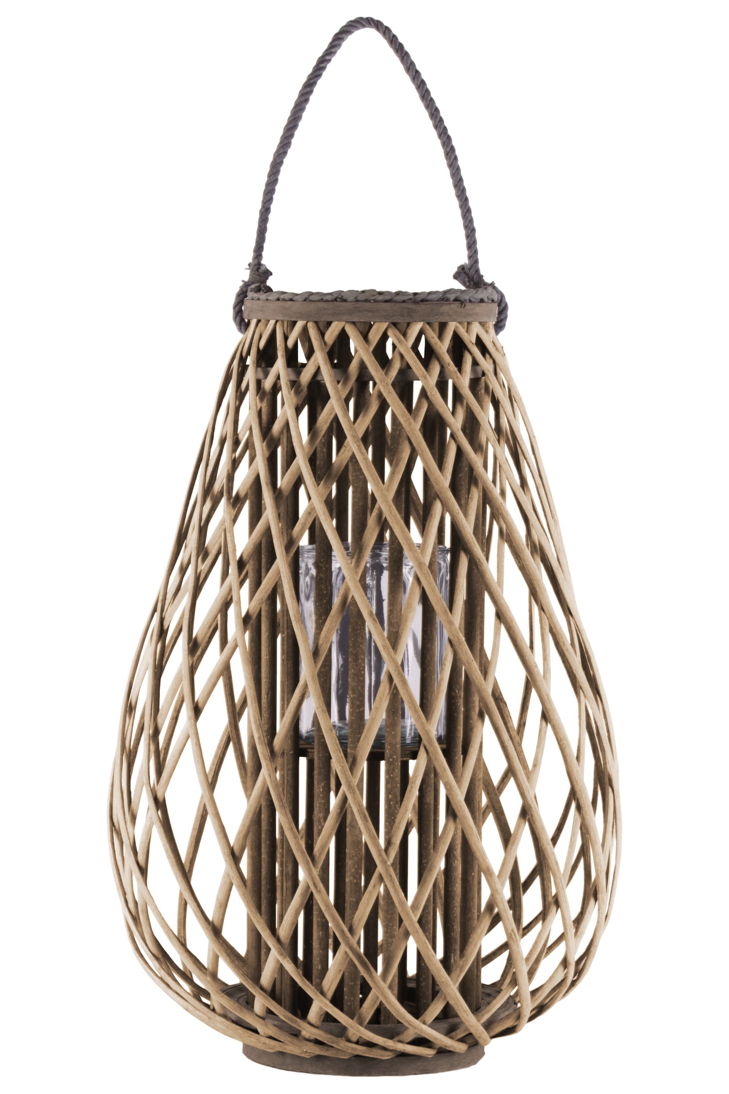 Bamboo Lantern Weathered Finish Wash Gray-12.00"H