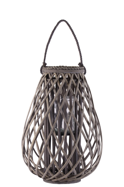 Bamboo Lantern Weathered Finish Wash Gray-19.5"H