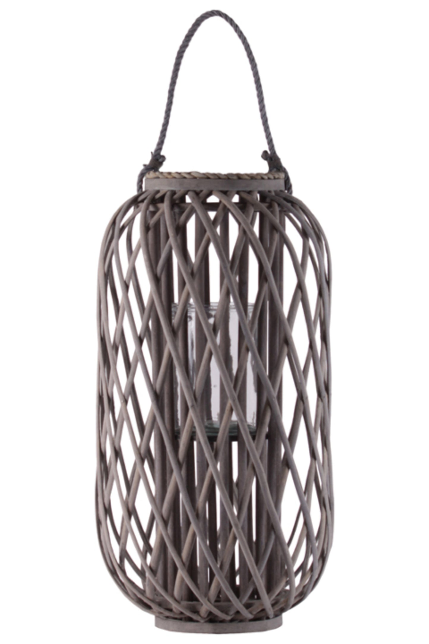 Bamboo Lantern Weathered Finish Wash Gray-13.75"H