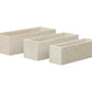 Wooden Rectangular Planter Set of Three Matte Finish White Wash-6.00"H