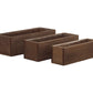 Wooden Rectangular Planter Set of Three Matte Finish White Wash-6.00"H