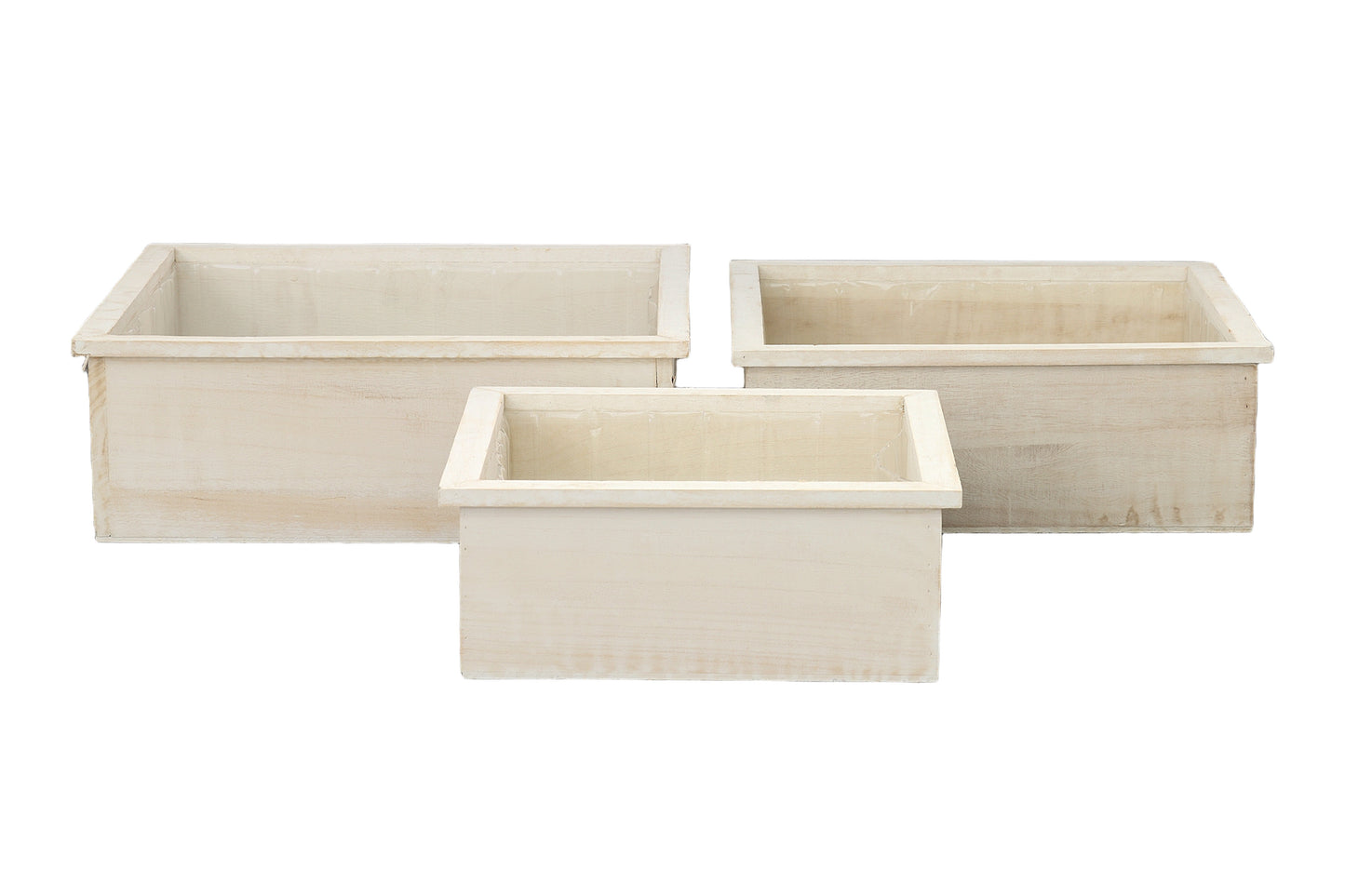 Wooden Square Planter Set of Three Matte Finish